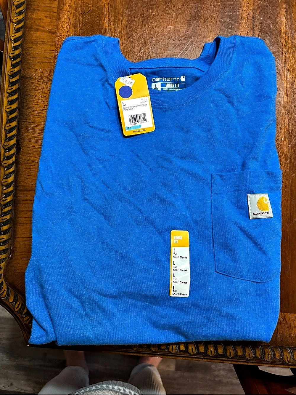 Carhartt K87-M Long Sleeve Pocket T-Shirt Blue Large